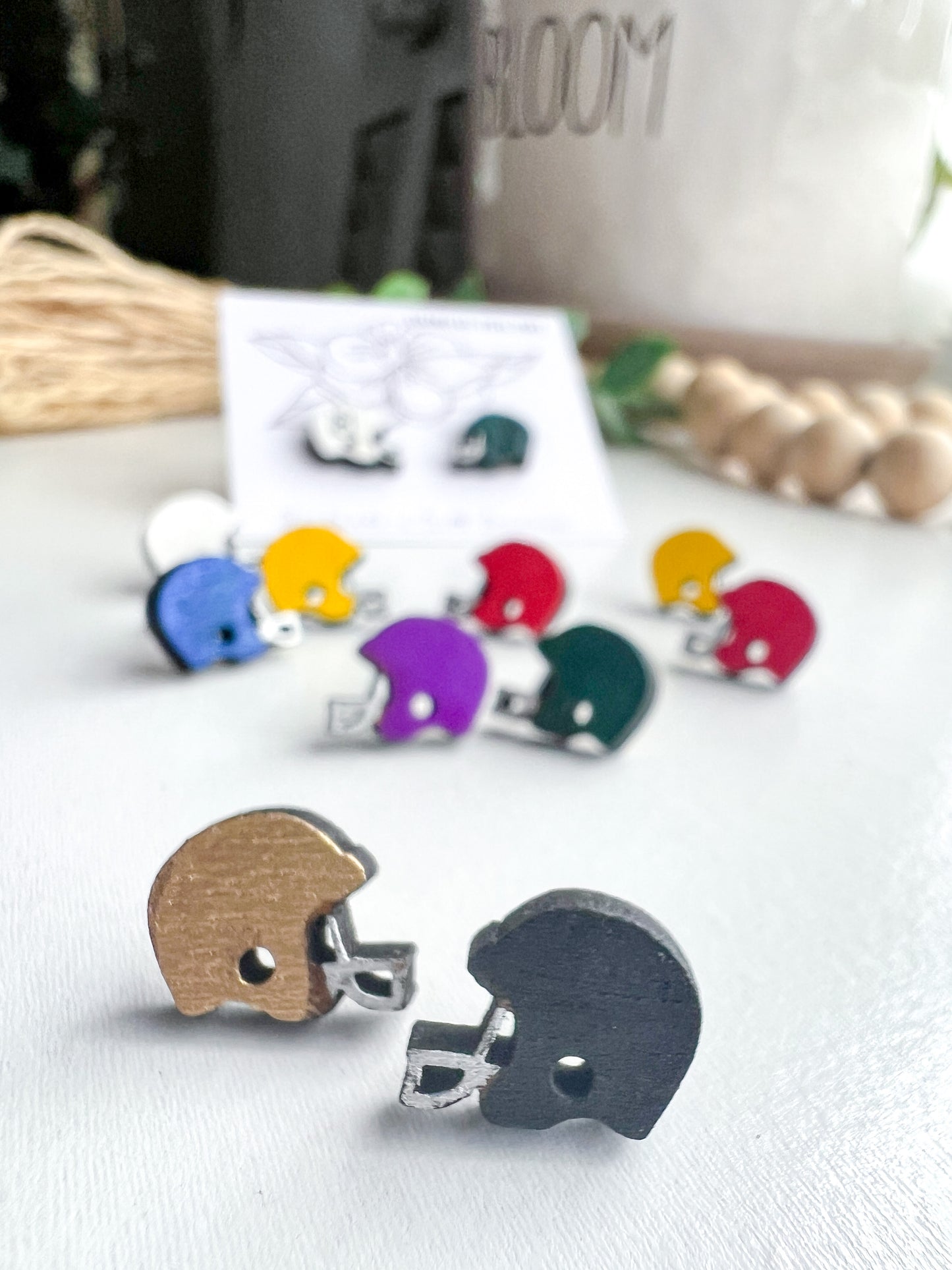 Football Helmet Tiny Stud Earrings