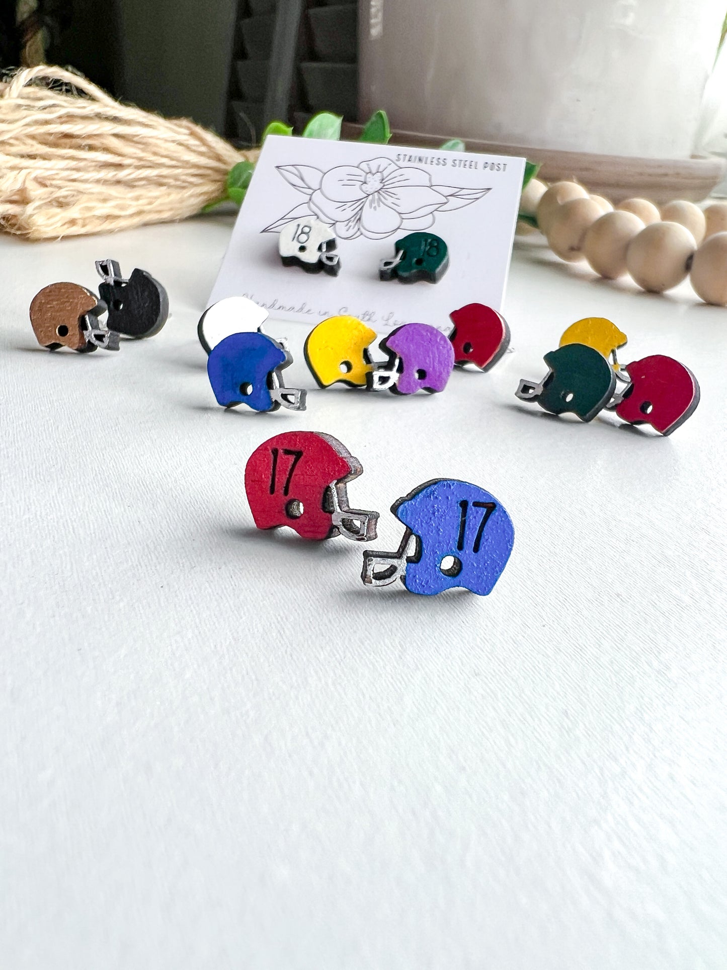 Football Helmet Tiny Stud Earrings