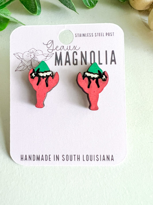 Crawfish Santa Stud Earrings