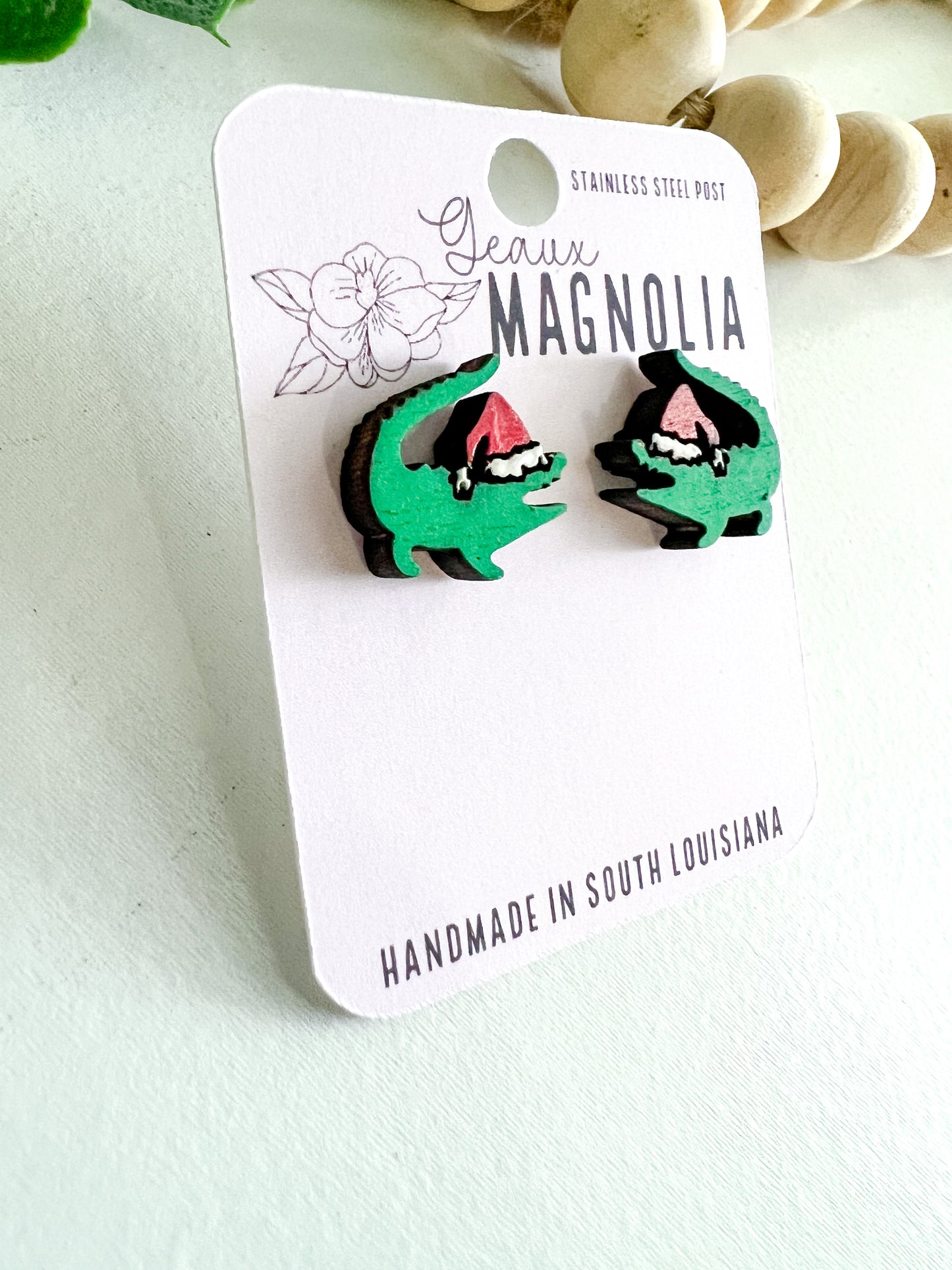 Alligator Santa Stud Earrings