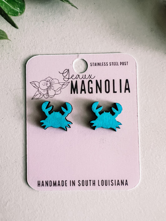 Blue Crab Stud Earrings