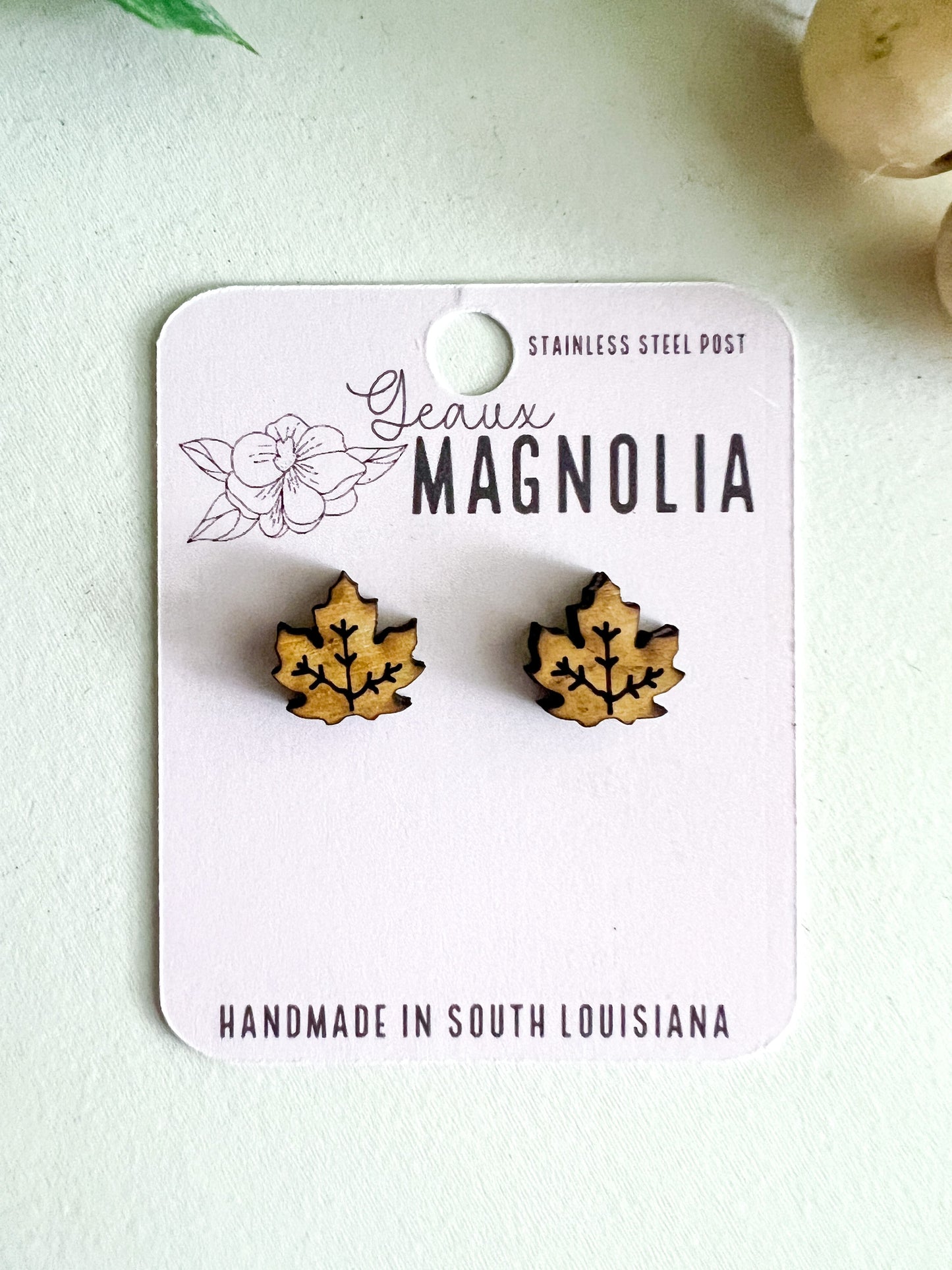 Fall Maple Leaf Stud Earrings