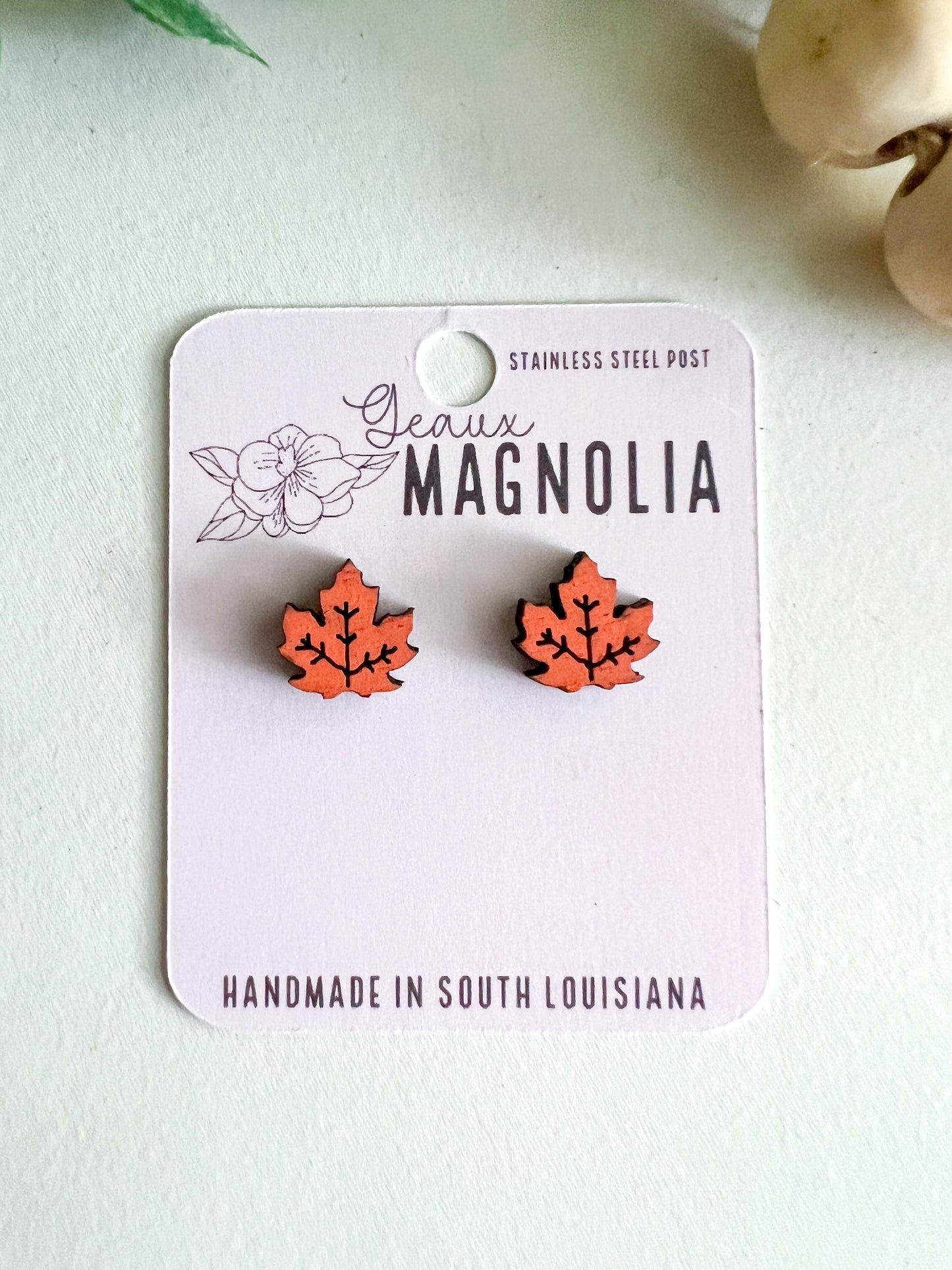 Fall Maple Leaf Stud Earrings