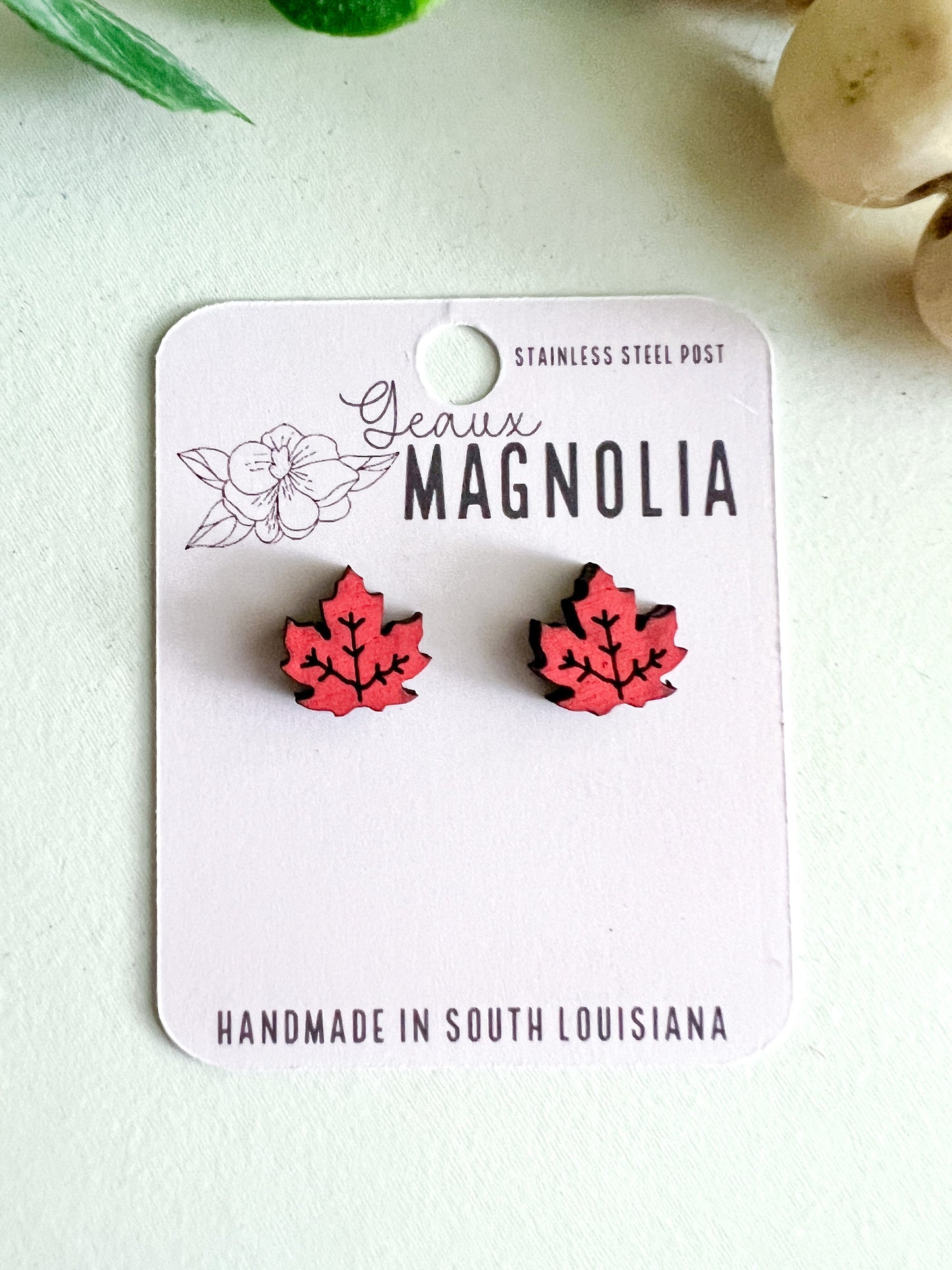 Fall Maple Leaf Stud Earrings