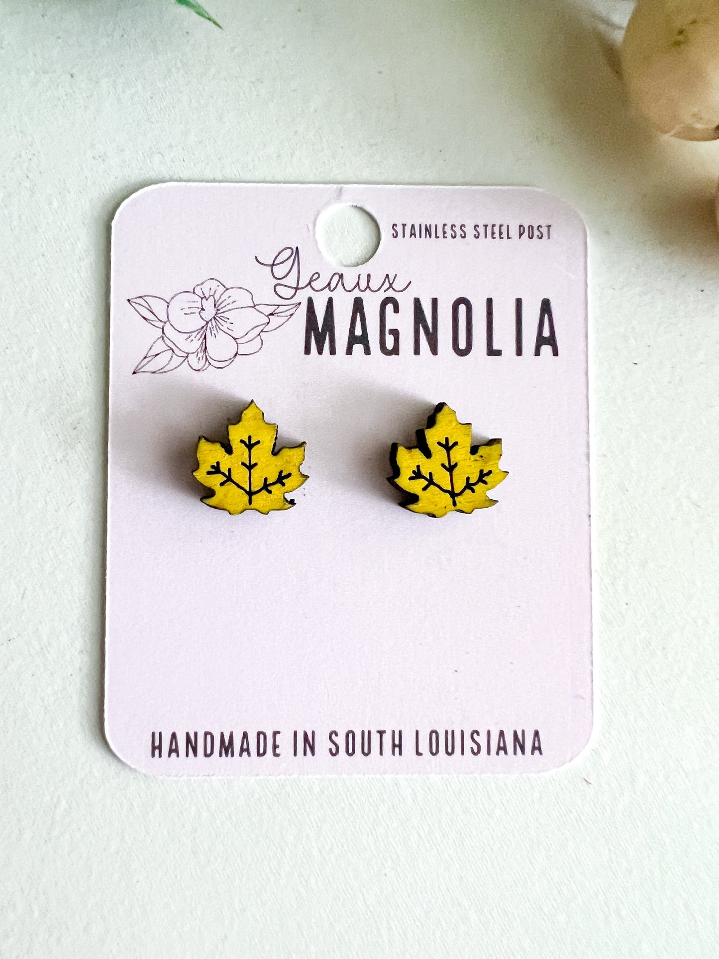 Fall Maple Leaf Stud Earrings