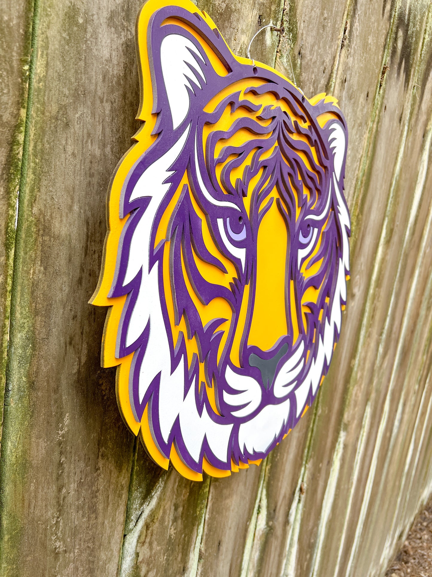 Tiger Purple and Gold 3D Door Hanger