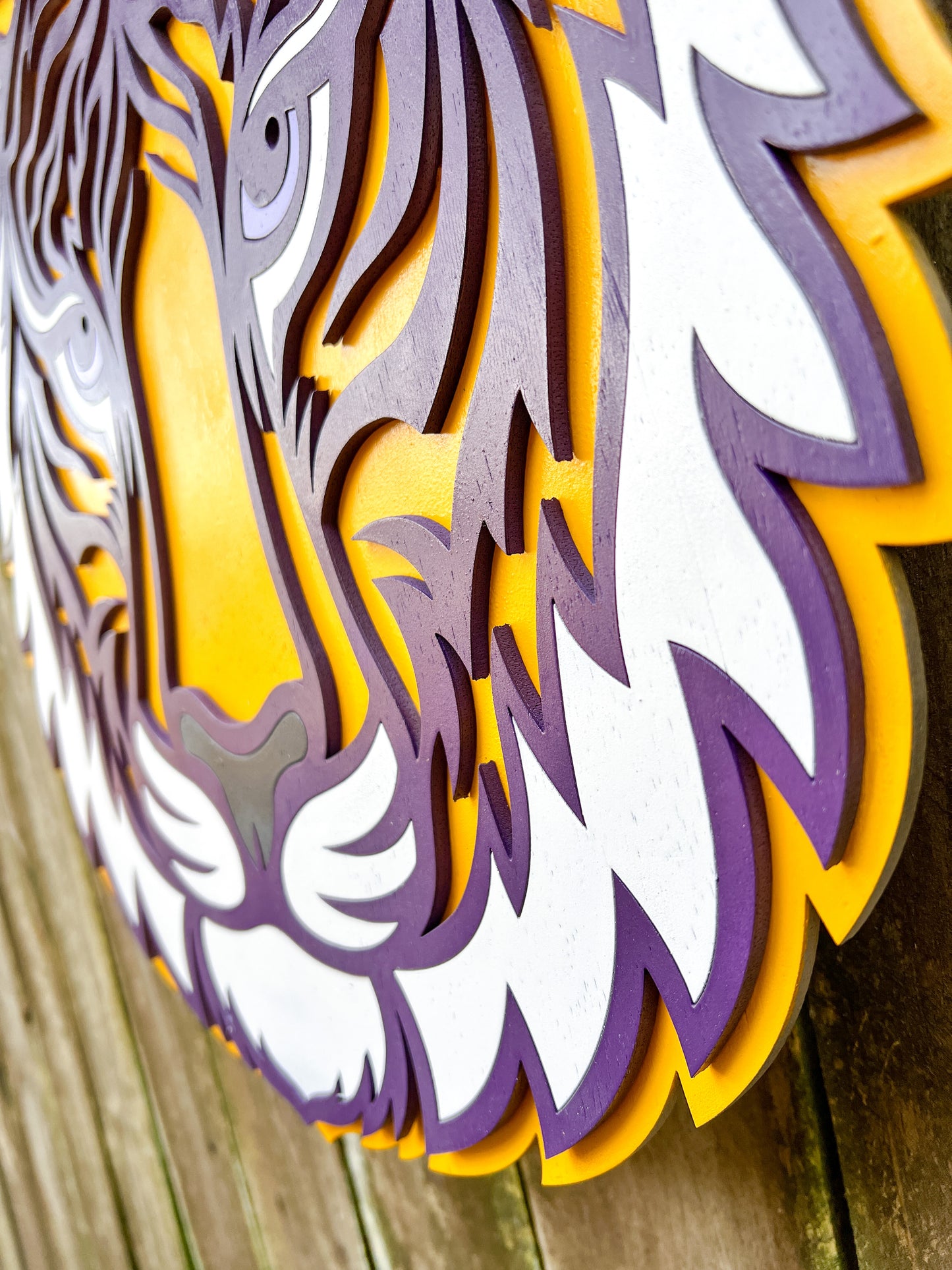 Tiger Purple and Gold 3D Door Hanger