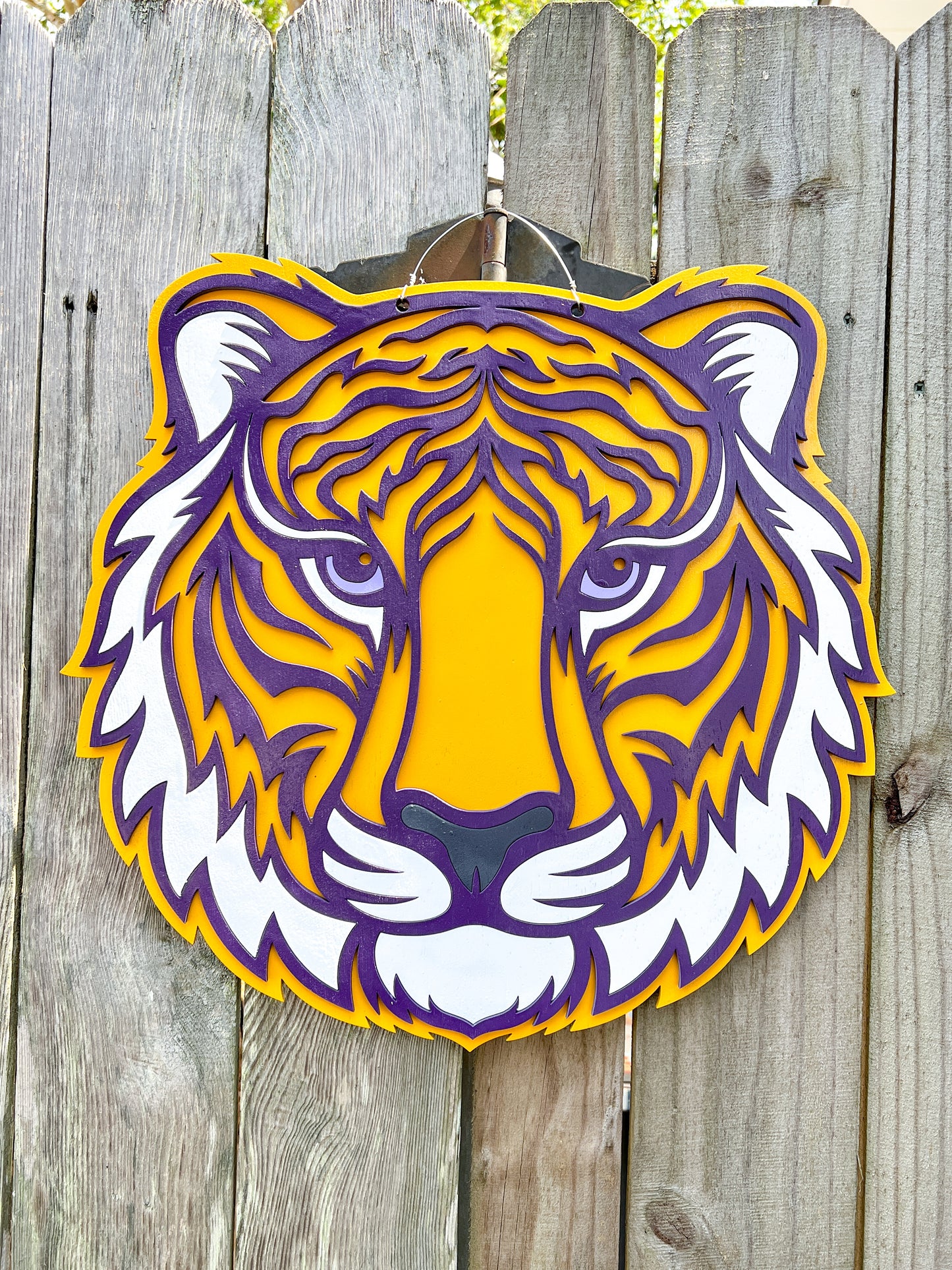 Tiger Purple and Gold 3D Door Hanger