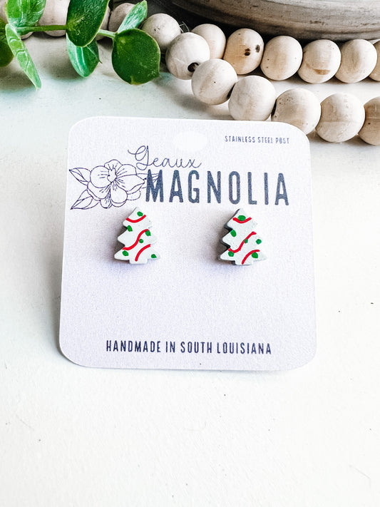 Christmas Tree Cake Stud Earrings