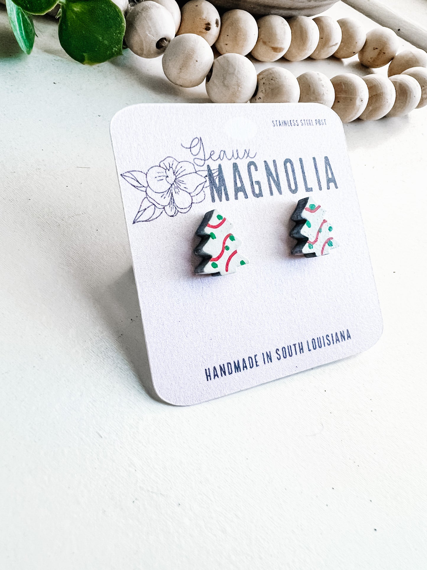 Christmas Tree Cake Stud Earrings