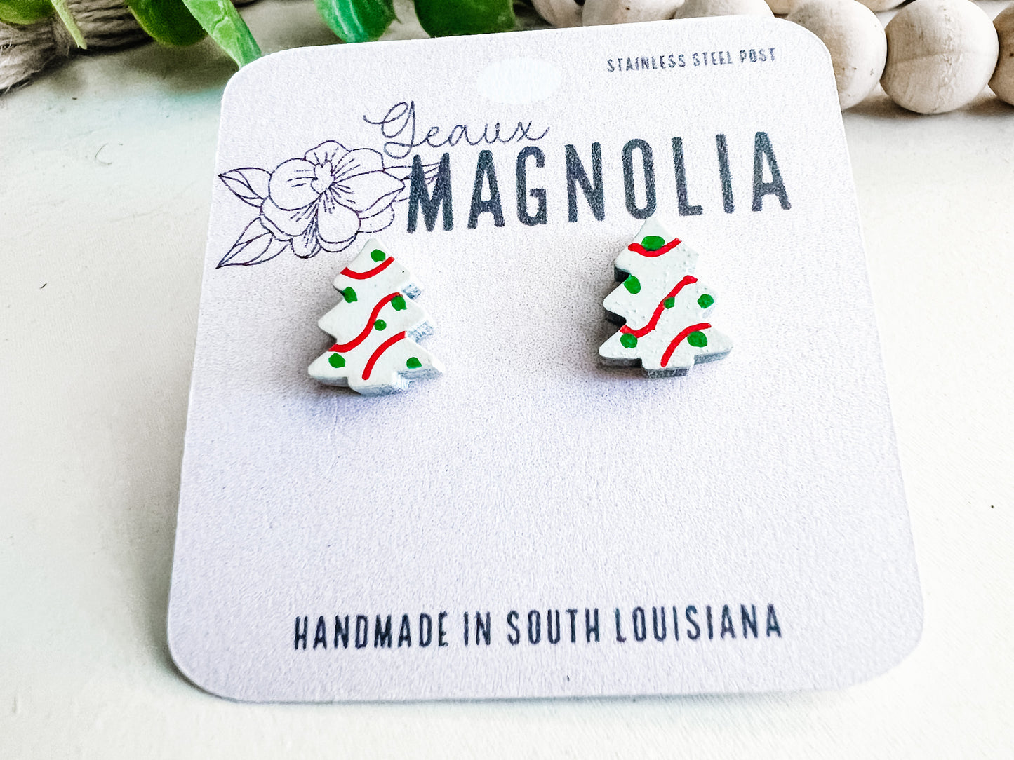 Christmas Tree Cake Stud Earrings