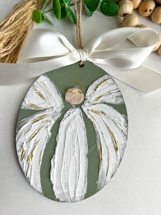 Angel Christmas Ornament Memorial Guardian Angel Green