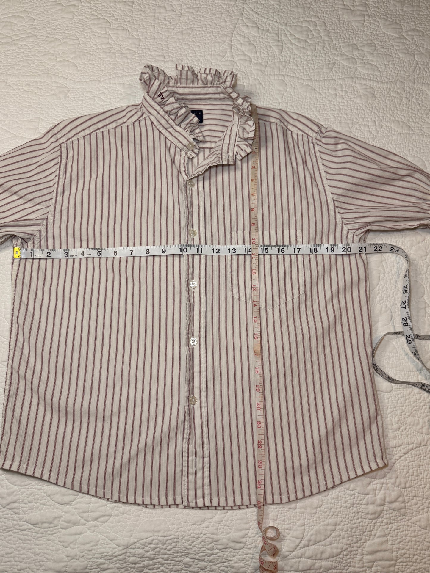 Reworked American Eagle Red & White Button Down