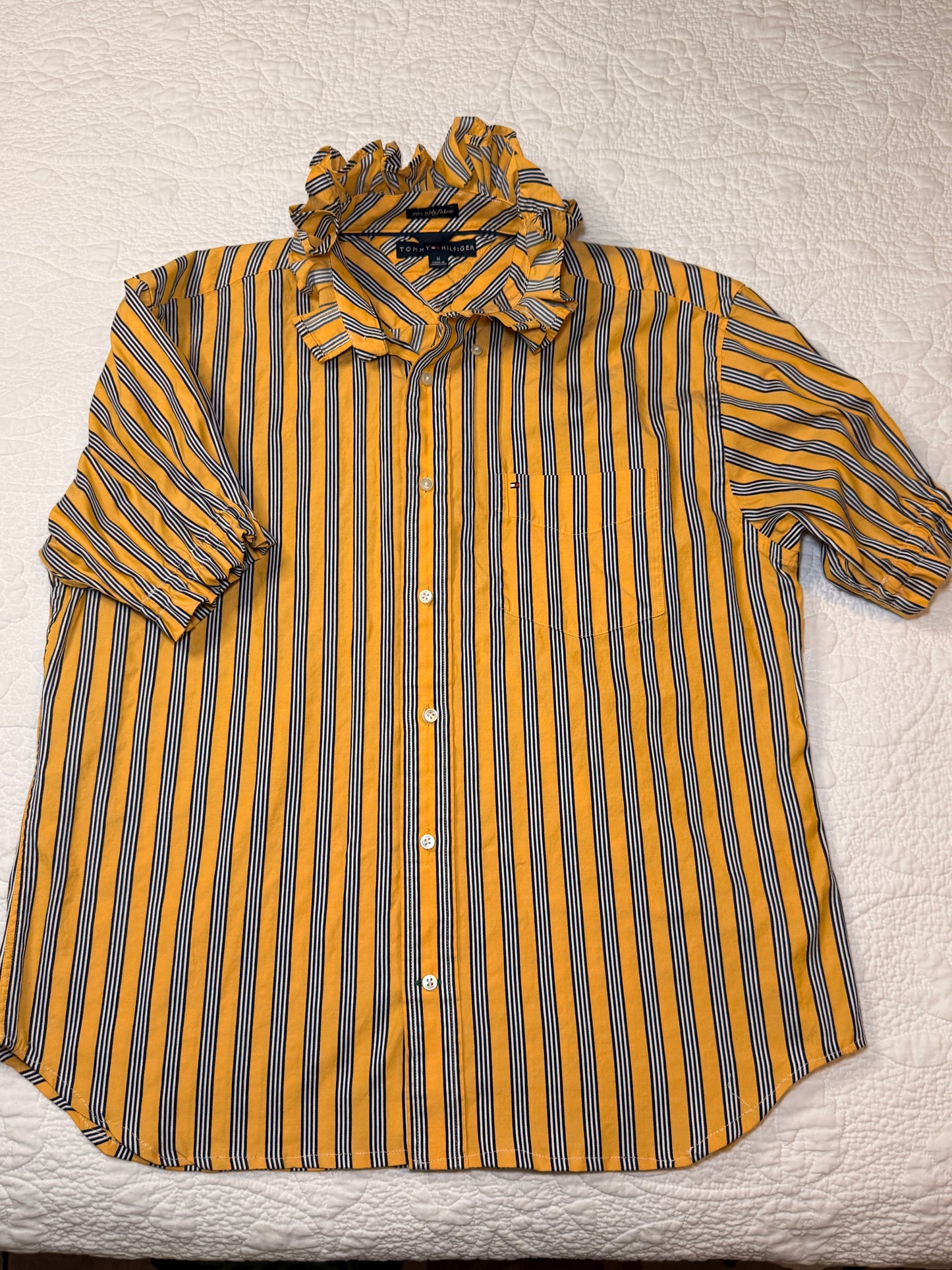 Reworked Tommy Hilfiger Yellow & Navy Button Down