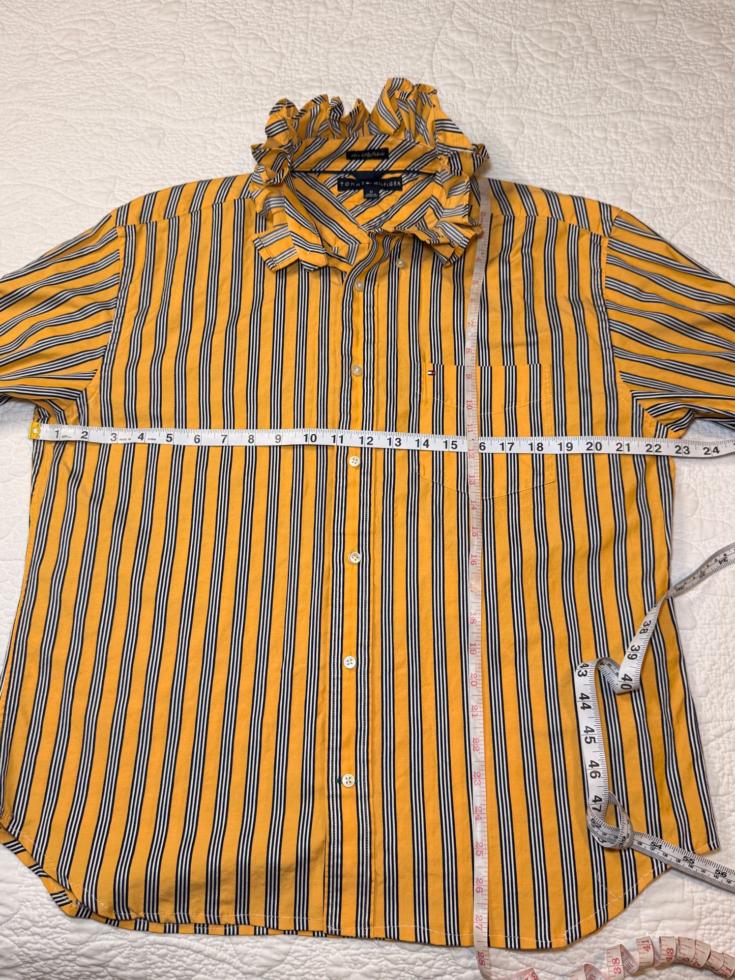 Reworked Tommy Hilfiger Yellow & Navy Button Down