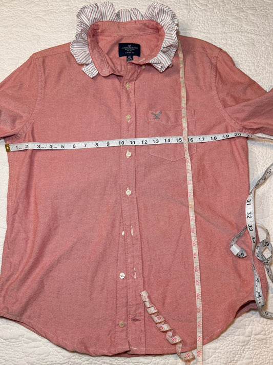 Reworked American Eagle Red with Stripes Button Down