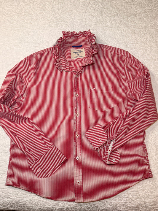 Reworked American Eagle Red & White Stripes Button Down