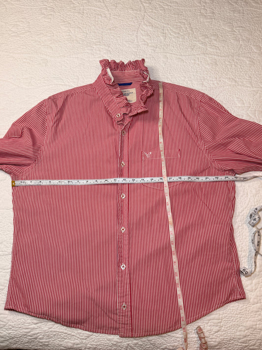 Reworked American Eagle Red & White Stripes Button Down