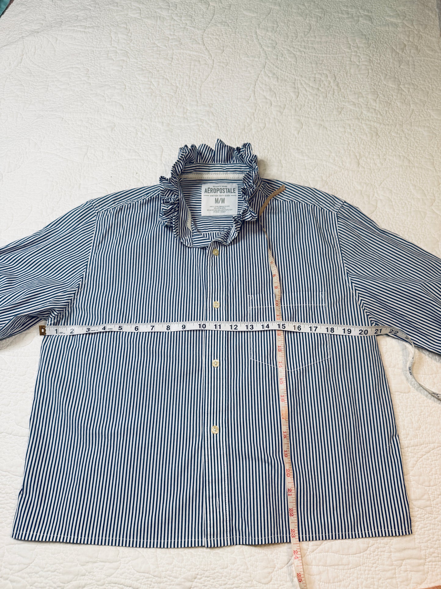 Reworked Blue & White Stripe Aeropostale Button Down
