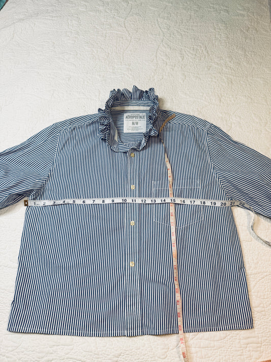 Reworked Blue & White Stripe Aeropostale Button Down