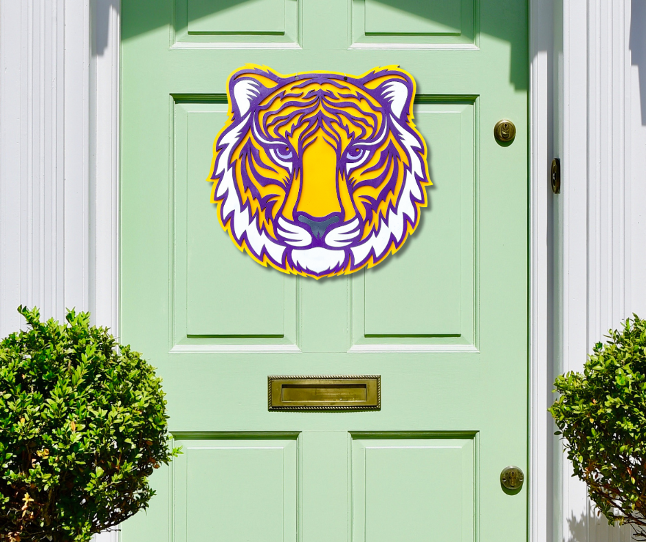 Tiger Purple and Gold 3D Door Hanger