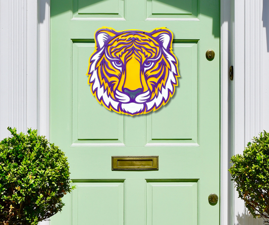 Tiger Purple and Gold 3D Door Hanger