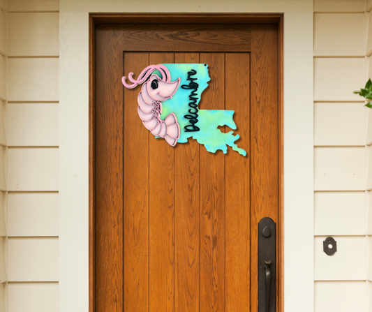 3D Shrimp and Louisiana Door Hanger