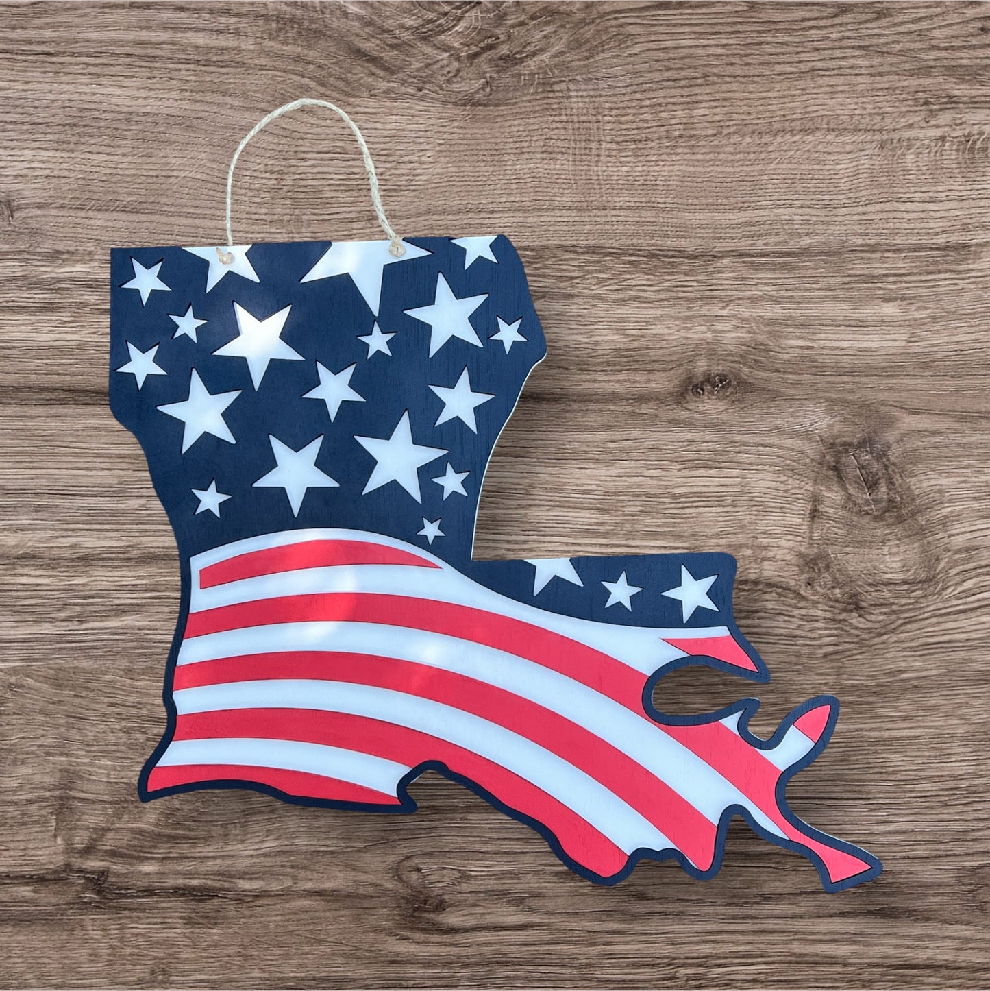 Louisiana Patriotic Door Hanger