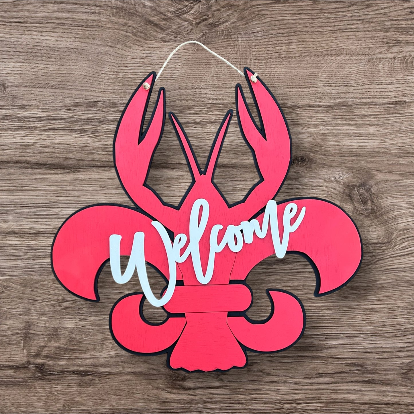 Crawfish Fleur De Lis Welcome Door Hanger