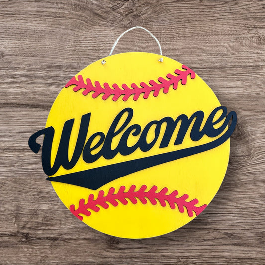 Softball Welcome Door Hanger