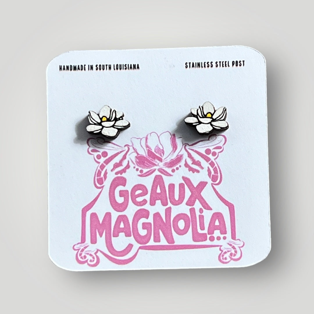 Magnolia Hand Painted Stud Earrings