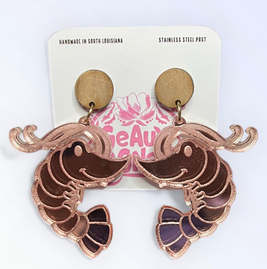 Shrimp Rose Gold Dangle Earrings