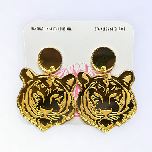 Tiger Gold Dangle Earrings