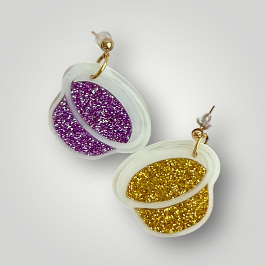 Jello Shot LSU Dangle Earrings Purple and Gold Tigers