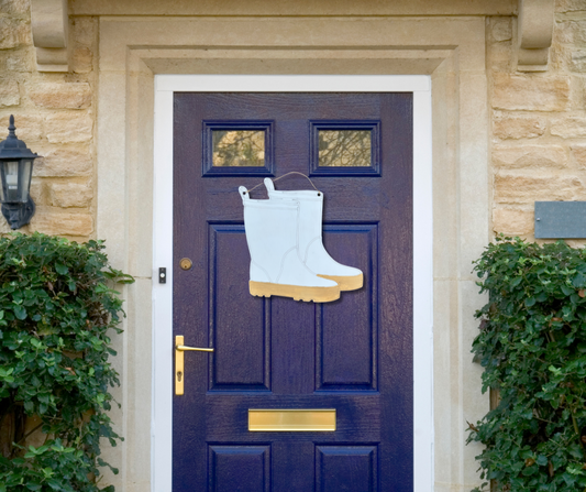 White Shrimp Boots Door Hanger