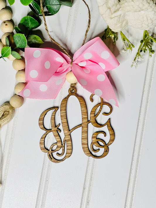 Simple Monogram Car Charm Ornament RETAIL