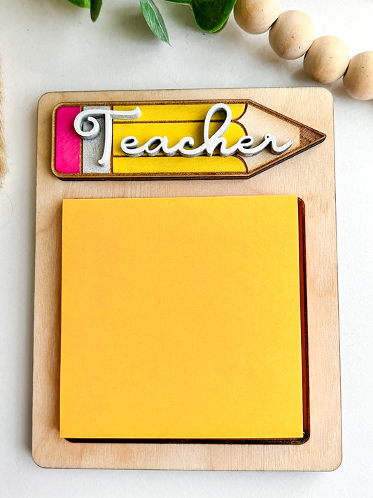 Sticky Note Holder with Pencil Personalized