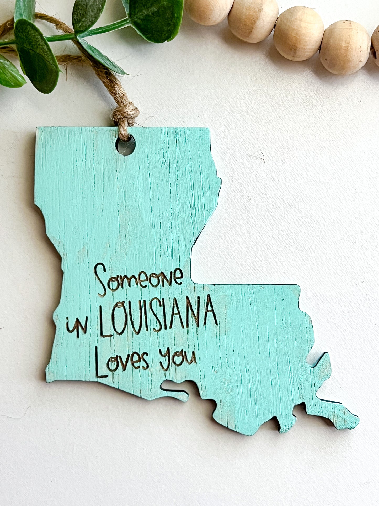 Turquoise Someone in Louisiana Loves You Ornament